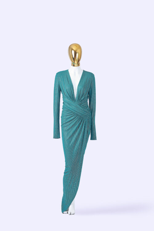 Alexander-Vauthier-Green-Sparkly-Dress-front-full