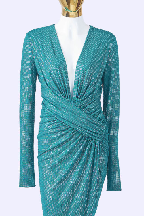 Alexander-Vauthier-Green-Sparkly-Dress-front-close