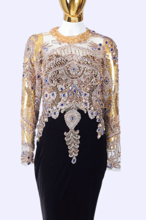 Yartel-Black-Beaded-Evening-Gown_front-close