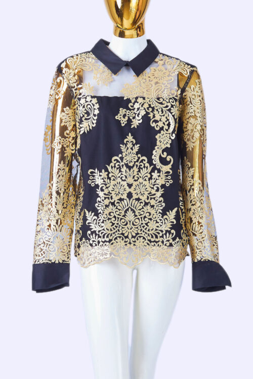 Naracamicie-Black-and-Gold-Blouse_front-close